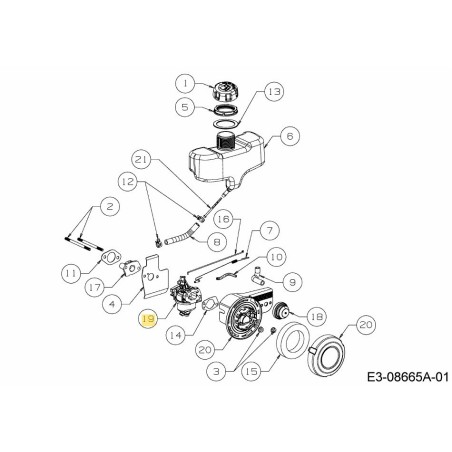 Carburetor with gaskets 651-05221 ORIGINAL MTD | Newgardenstore.eu
