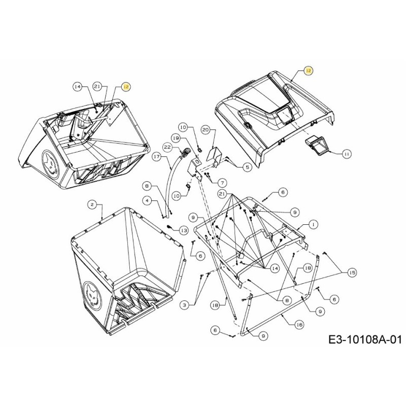 COUVERCLE (RIGIDE) GRIS SAC À HERBE 731-12681 ORIGINAL MTD