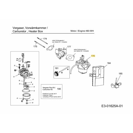 Carburetor with gaskets 651-05124 ORIGINAL MTD | Newgardenstore.eu