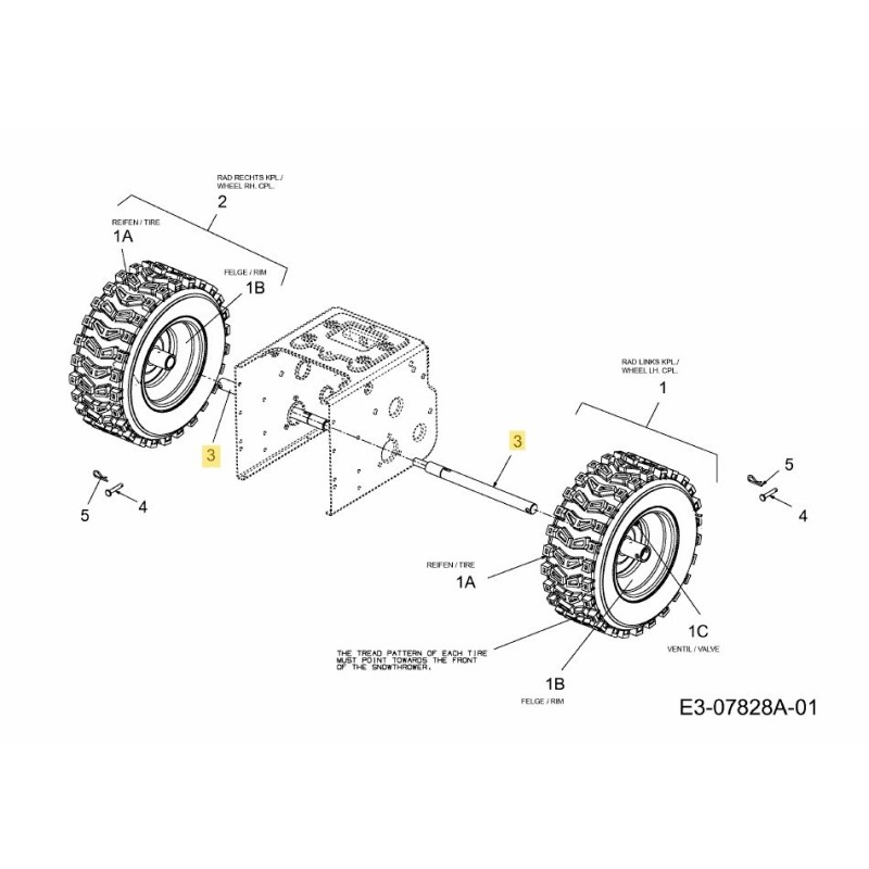 REAR AXLE 711-04607A ORIGINAL MTD