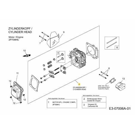 TESTATA DEL CILINDRO 751-10413B ORIGINALE MTD | Newgardenstore.eu