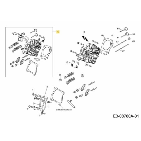 TESTATA CILINDRO COMPL. 651-05029 ORIGINALE MTD | Newgardenstore.eu