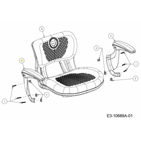 BRAZO: ASIENTO: RH: RESPALDO ALTO: PREM 757-05043A ORIGINAL MTD | Newgardenstore.eu