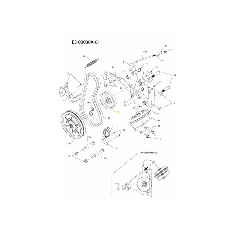 Riemenscheibe – Flache Umlenkrolle 4" 756-3094 Original MTD