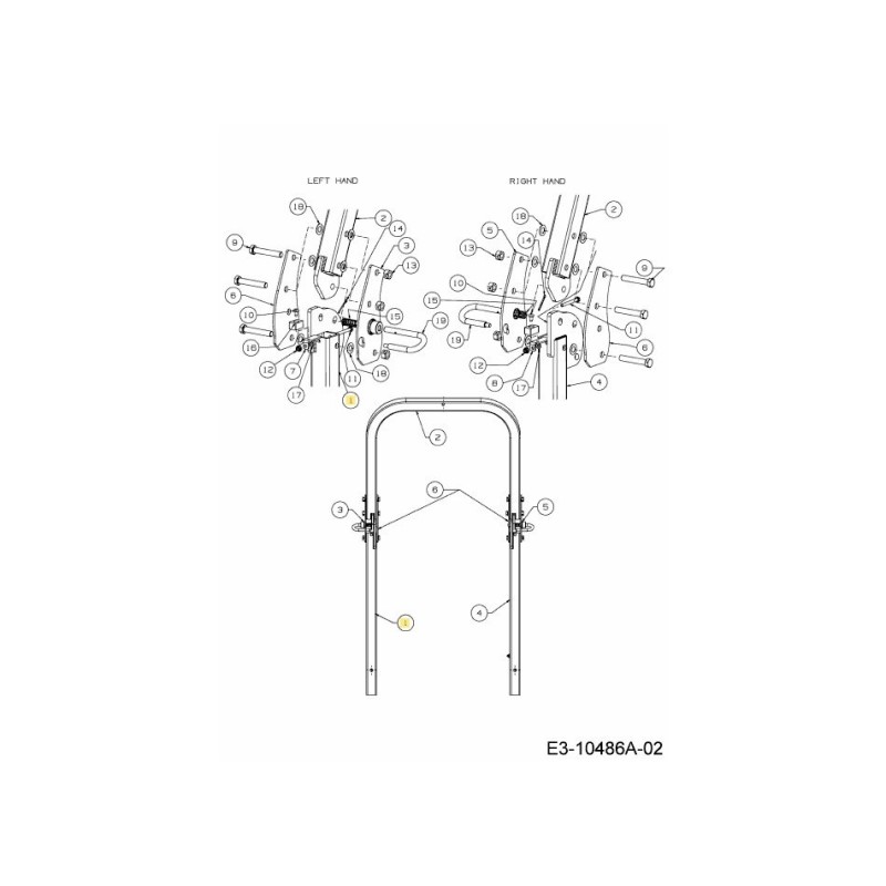 Tube inférieur ROPS gauche 680-00518-CY d'origine MTD