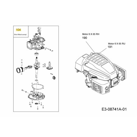 SHORT BLOCK 651-05227 ORIGINAL MTD | Newgardenstore.eu