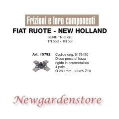 Disco frizione 4 pale trattore serie TN 55 D F FIAT NEW HOLLAND 15792 22x25 Z10 | Newgardenstore.eu