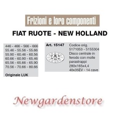 Clutch disc 40x35EV 14cave 446 566 55.46 60.46 LUK 15147 FIAT NEW HOLLAND | Newgardenstore.eu