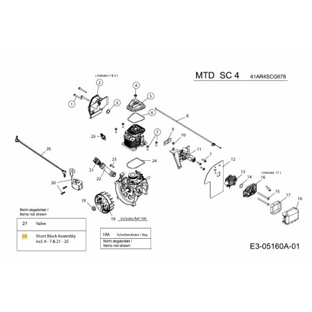 BLOQUE CORTO 753-05912 ORIGINAL MTD | Newgardenstore.eu