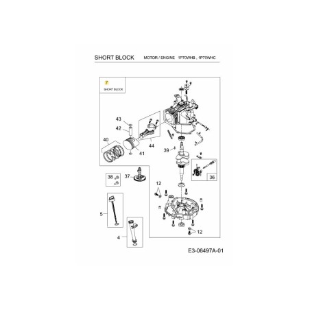 CONJUNTO DE BLOQUE CORTO - 1P70 751-11992 ORIGINAL MTD | Newgardenstore.eu