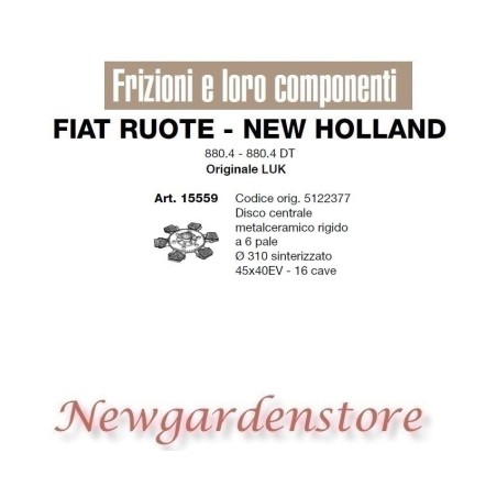 Clutch disc 6pale tractor 880.4 880.4DT LUK 15559 FIAT NEW HOLLAND 5122377 | Newgardenstore.eu