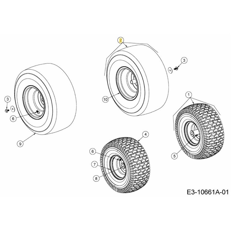 RUOTA COMPLETA 18X9.5-8 SQ SH 634-04641-CB ORIGINALE MTD