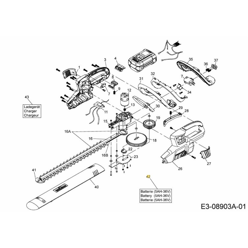 Batterie lithium-ion ABP 36-05 196120650-ET d'origine MTD