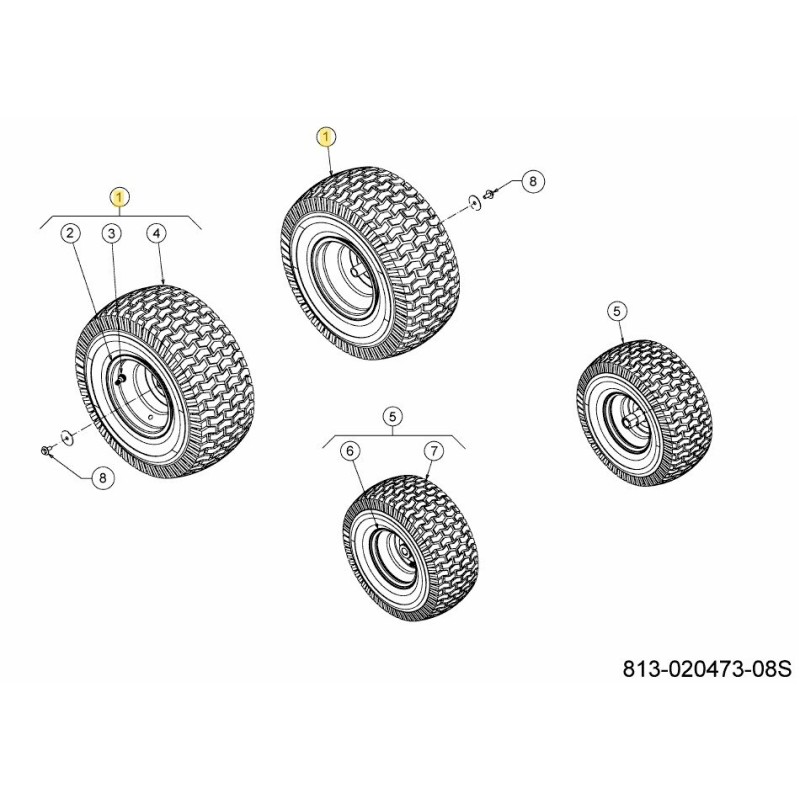 WHL COMPL 20.0x8.0 634-0104-637 ORIGINALE MTD