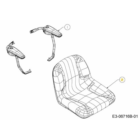 SIÈGE : 15 : ACCOUDOIR 3 POINTS OPTION 757-04090 MONTÉ D'ORIGINE | Newgardenstore.eu