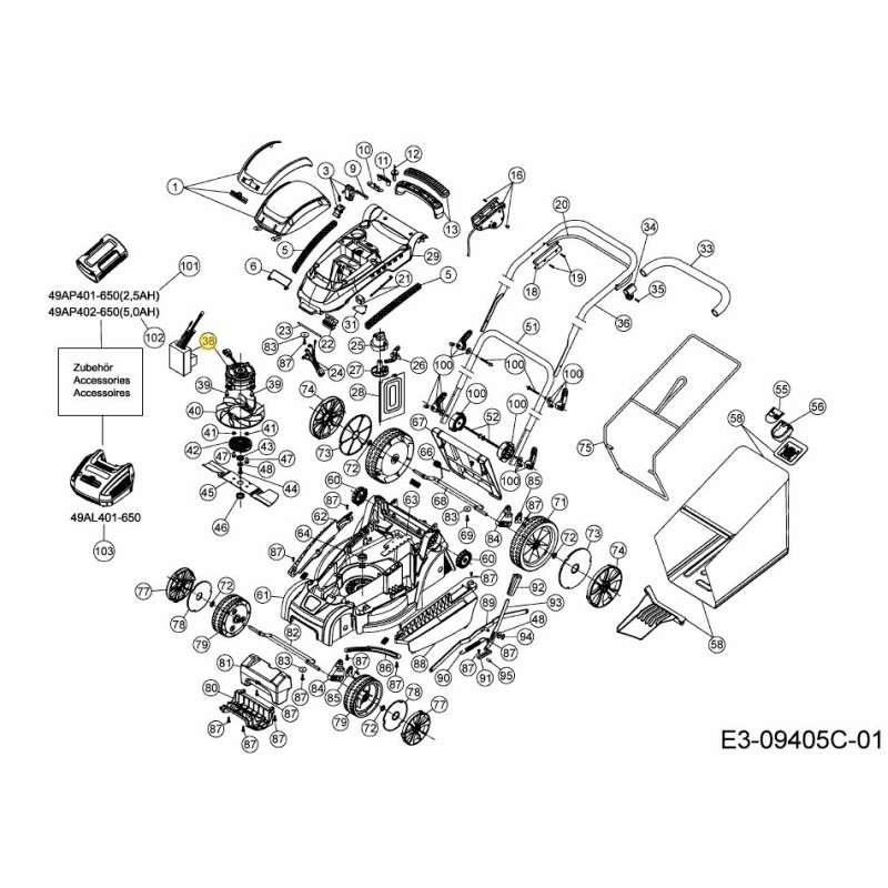 Kit Motorgebläse/Vakuum 40V 753-10784 ORIGINAL MTD