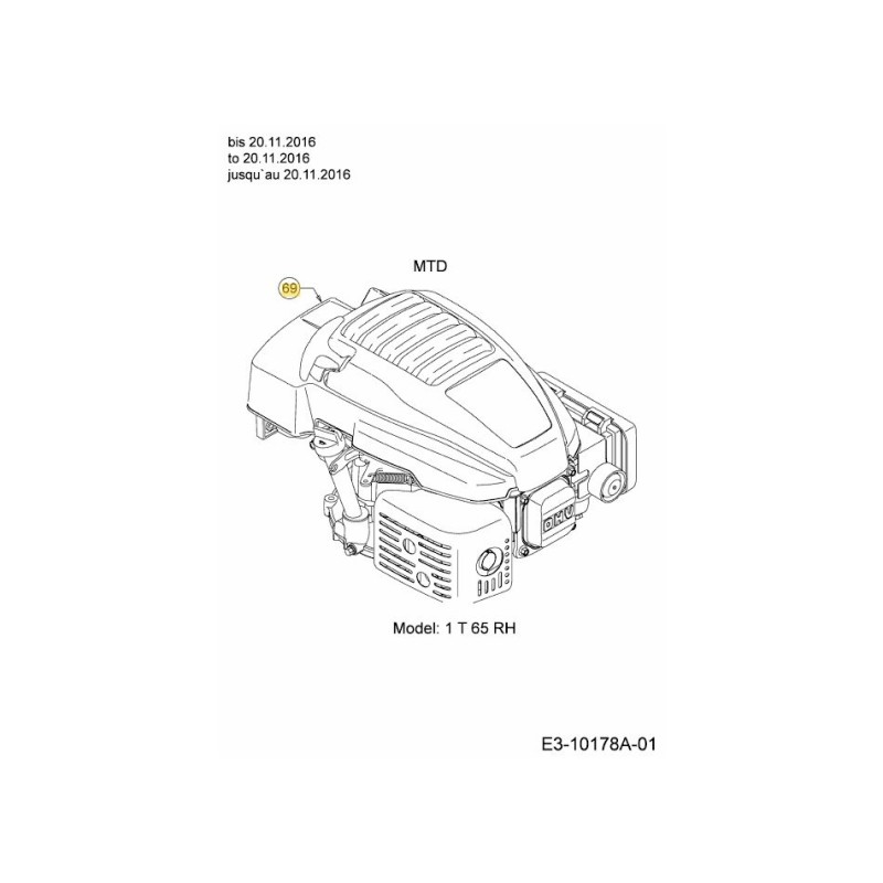 MOTORE 140 CC OHV ALBERO VERTICALE 752Z1T65RH ORIGINALE MTD