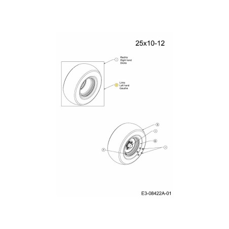 WHEEL ASM, L/COMPL, 25X10-12 634-04247B ORIGINAL MTD | Newgardenstore.eu