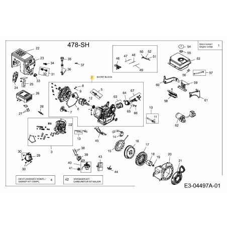 CONJUNTO DE BLOQUE CORTO 751-11187 ORIGINAL MTD | Newgardenstore.eu