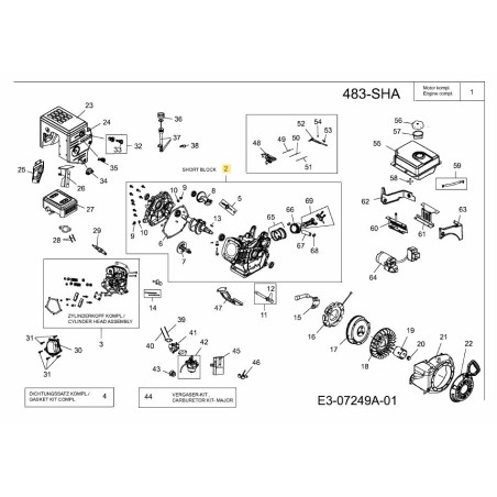 CONJUNTO DE BLOQUE CORTO 751-11328B ORIGINAL MTD | Newgardenstore.eu