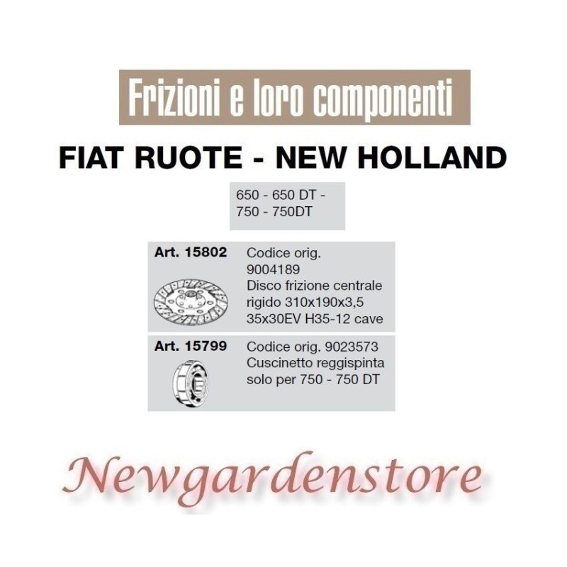 Disco frizione cuscinetto reggispinta trattore 650 750 FIAT RUOTE NEW HOLLAND | Newgardenstore.eu