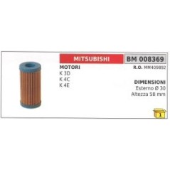 Filtre à carburant MITSUBISHI K3D - K3B - K4C - K4E Ø  externe 30 mm hauteur 58 mm
