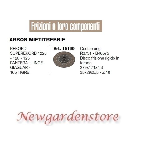 Disco de embrague Ferodo 15169 ARBOS MIETITREBBIE REKORD PANTERA GIAGUAR R3731 | Newgardenstore.eu