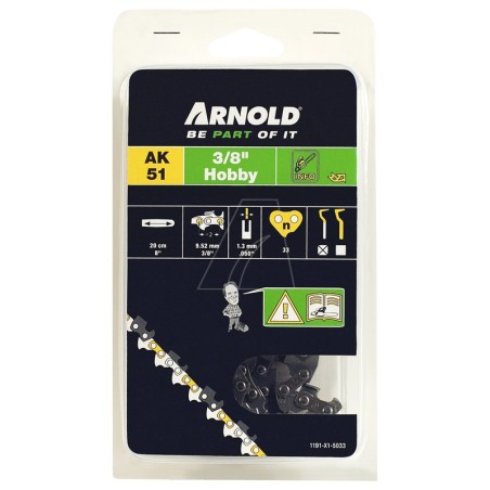 Chaîne de tronçonneuse à profil bas 3/8", 1,3 mm, 33 maillons, avec maillon de sécurité, tranchant biseauté | Newgardenstore.eu