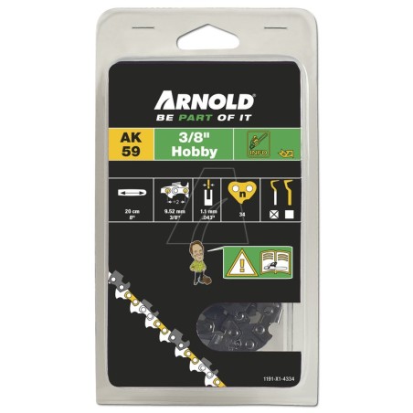 Chaîne de tronçonneuse à profil bas 3/8", 1,1 mm, 34 maillons, avec maillon de sécurité, tranchant biseauté | Newgardenstore.eu