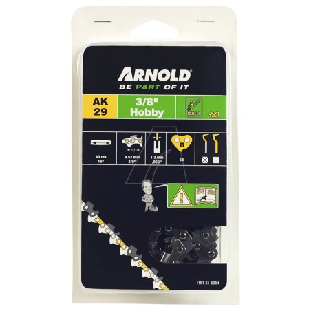 Cadena para motosierra de perfil bajo de 3/8", 1,3 mm, 54 eslabones, eslabón de seguridad, borde cincelado | Newgardenstore.eu