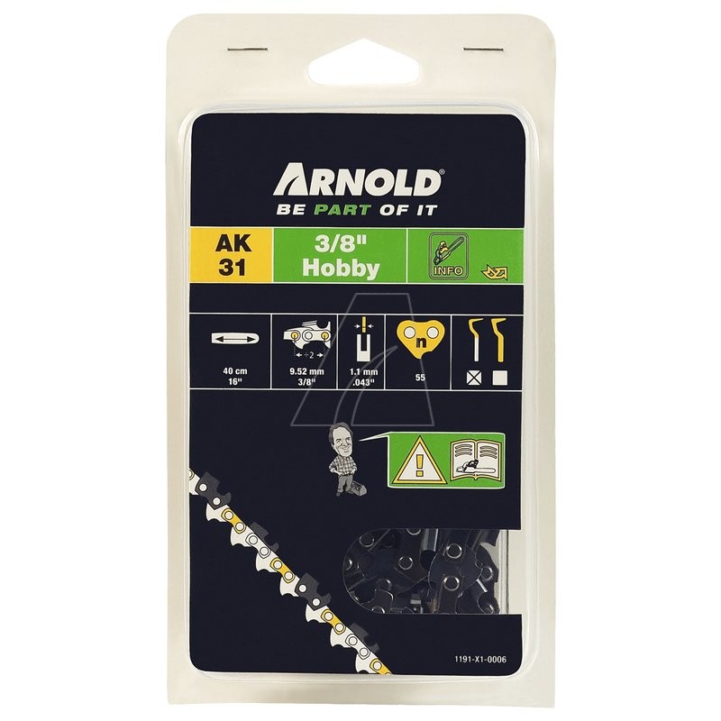 Cadena para motosierra de perfil bajo de 3/8", 1,1 mm, 55 eslabones, con eslabón de seguridad, borde cincelado