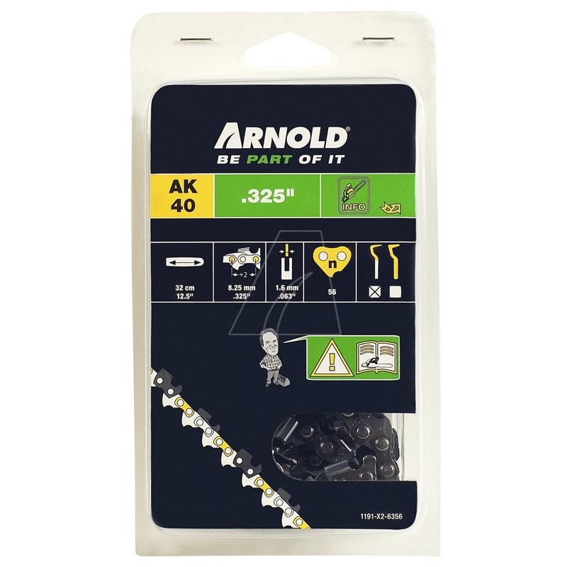 Cadena para motosierra de 0,325", 1,6 mm, 56 eslabones, con eslabón de seguridad, media cincel.