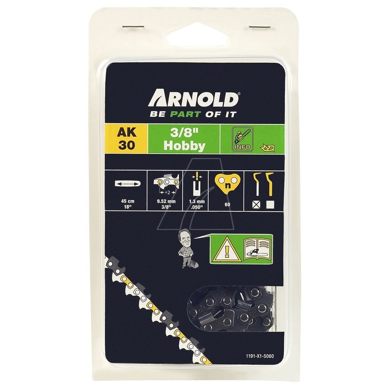 3/8"-Niederprofil-Kettensägenkette, 1,3 mm, 60 Glieder, Sicherheitsglied, Meißelkante