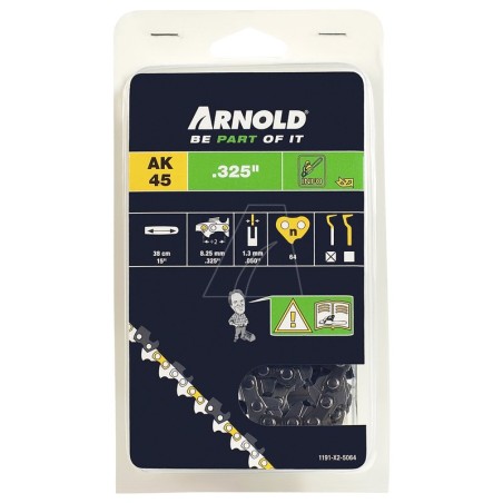 Cadena para motosierra de 0,325", 1,3 mm, 64 eslabones, con eslabón de seguridad, media cincel | Newgardenstore.eu