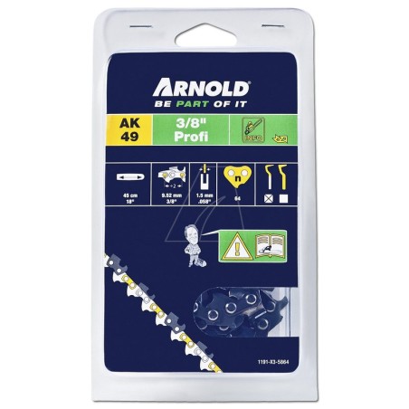 Chaîne de tronçonneuse 3/8" 1,5 mm, 64 maillons avec maillon de sécurité, demi-carré | Newgardenstore.eu