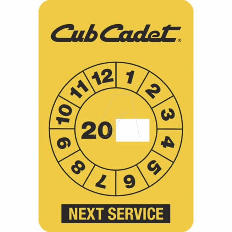 "Cub Cadet" service sticker