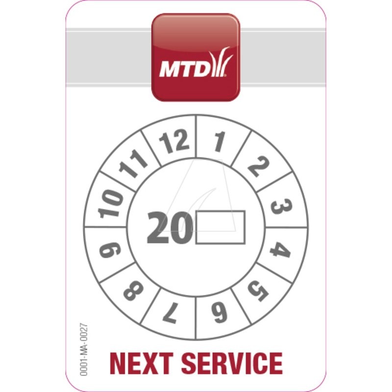 "MTD" service sticker
