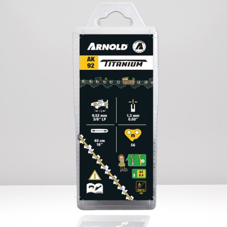 Chaîne de tronçonneuse ARNOLD AK92 en titane 3/8" LP 1,3 mm 56 TG | Newgardenstore.eu