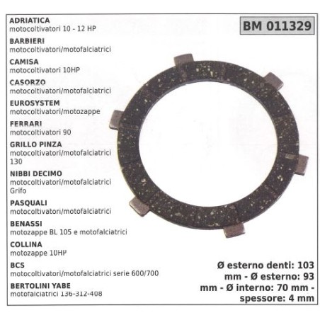 Clutch disc for ADRIATICA BARBIERI CAMISA CASORZO 011329 | Newgardenstore.eu