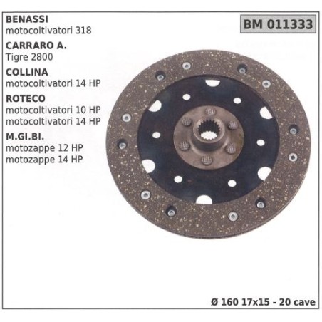 Clutch disc for BENASSI CARRARO A. HILL ROTECO M.GI.BI 011333 | Newgardenstore.eu