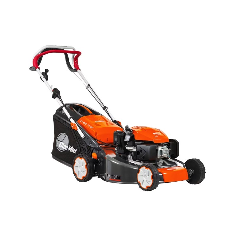 Cortacésped autopropulsado de gasolina OLEOMAC G53TKE COMFORT PLUS de 166 cc, ancho de corte de 51 cm.