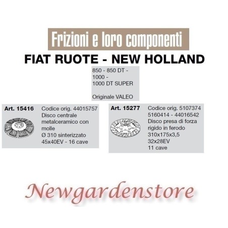 Disque d'embrayage PTO tracteur 850 1000DT FIAT WHEELS NEW HOLLAND VALEO | Newgardenstore.eu