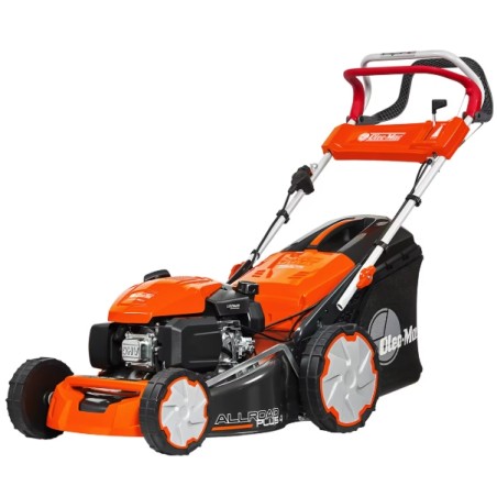 Cortacésped autopropulsado de gasolina OLEOMAC G48TKE ALLROAD PLUS 4 de 166 cc, ancho de corte de 46 cm.