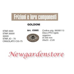Disco de embrague TDF 15995 Tractor GOLDONI STAR 3000 CINGOLATO C55 75 20x23 Z20 | Newgardenstore.eu