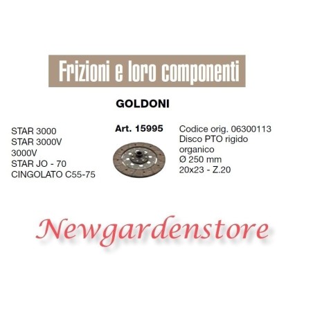 Kupplungsscheibe PTO 15995 GOLDONI STAR 3000 CINGOLATO C55 75 20x23 Z20 Traktor | Newgardenstore.eu