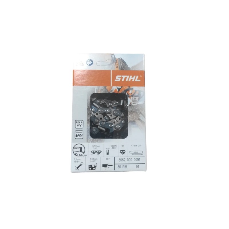 Catena motosega passo 3/8 spessore 1,6mm 91 maglie ORIGINALE STIHL 36520000091