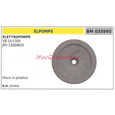 Disco de plástico ELPUMPS Electrobomba ELPUMPS VB 25/1300 JPV 1300INOX 035955 | Newgardenstore.eu