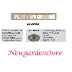 Disco TDF 15998 embrague tractor rígido GOLDONI STAR QUASAR CINGOLATO 20x23 Z20 | Newgardenstore.eu