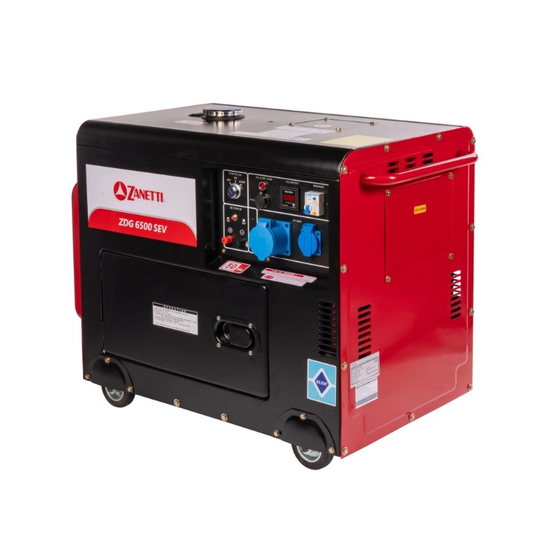 Generador diésel abierto ZANETTI ZDG6500SEAV, monofásico, 230 V, 50 Hz, máx. 4,5 kW