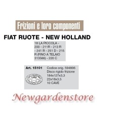 Disco duro de embrague compatible 200 211R 21R 241R 220C FIAT NEW HOLLAND 15101 | Newgardenstore.eu